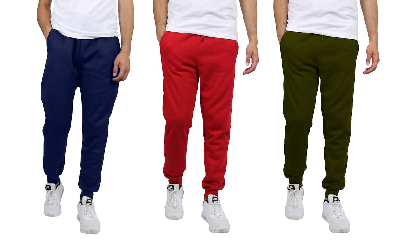 Galaxy by Harvic Men's Fleece-Lined Jogger Sweatpants 3 Pack